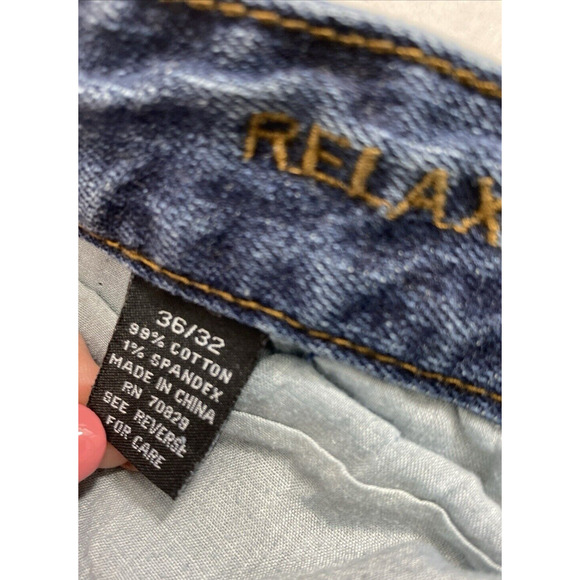 Carbon Jeans Mens 34 x 29 Blue Dark Wash Denim Relaxed Straight Flex Casual - Picture 11 of 14